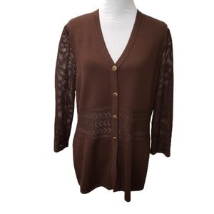 St. John Marie Gray | V-Neck Cardigan Button-Down Brown Size 12